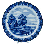 Тарелка декоративная "Лето в деревне". Гжель