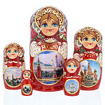 Матрешка "Москва. Набережная Кремля" 5 мест
