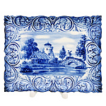 Тарелка декоративная с росписью "Мельница". Гжель