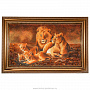 Картина янтарная "Лев. Семья" 69х117 см, фотография 1. Интернет-магазин ЛАВКА ПОДАРКОВ