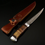 0049654 Златоуст Нож разделочный Зубатка (кожа) алюм дамаск