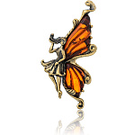 0045039/1420.4 Брошь Бабочка Фея Ажурная (коньячный)