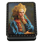 0078130 Шкатулка с росписью  "Женский портрет " 9*11*3 см