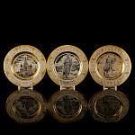 0074606 Златоуст Набор тарелок ВИДЫ МОСКВЫ (без эмали) 3 шт