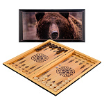 0062418/50*25 Настольные игры 2в1 НАРДЫ/ШАШКИ "МЕДВЕДЬ" 50*25см  хит