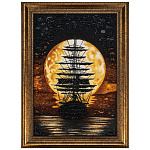 Картина янтарная "Закат и парусник" 60х40 см