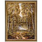Картина янтарная "Березы у воды" 60х80 см