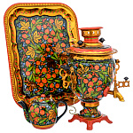 0078116 Самовар электрический "КЛУБНИКА" 3 л прямоуг с голуб цвет