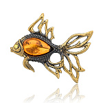 0051123/918.4 Брошь Рыбка Золотая (коньячный)