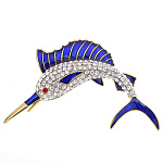 -0718 Традиции ФАБЕРЖЕ  Брошь "РЫБА МЕЧ"