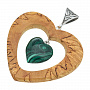 Кулон из карельской березы с малахитом "Два сердца", фотография 1. Интернет-магазин ЛАВКА ПОДАРКОВ