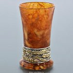 0023526-С-1перс Янтарь СТОПКА "Пшеничная" с позолотой Серебро 875* в ПУ