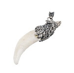 -бронза  ПОДВЕСКА-АМУЛЕТ  Клык ВОЛКА бронза 7см