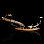 0046107 Златоуст НОЖ МОРСКОЙ на подставке ,позолота  в П/У