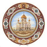 Сувенирная тарелка  "Храм Христа Спасителя". 32 см.
