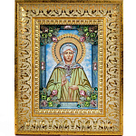 0038484 ИКОНА "Матрона Московская" багет-золочение №145 в П/У дуб