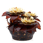 0057070-НП/9 Янтарь Сувенир ИКЕБАНА "НИМФЕИ" в вазе