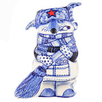 0060845  Гжель Скульптура "Крыса -работник жил-конторы"  Авт. Черновы Л.и В.