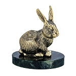 0069985 Бронза Статуэтка "КРОЛИК" на подставке (змеевик) 