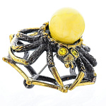 0045280/402.4 Брошь Паук на паутине (белый)