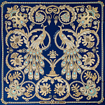 500028 Сувенирный платок "Русское золотное шитьё", 90*90, 70% шёлк 30% вискоза МД Нины Ручкиной