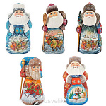 0016074/15см Скульптура из дерева "Дед Мороз" в ассортименте 15см