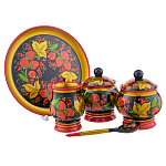 Набор для соусов "Клубника" с росписью. Хохлома