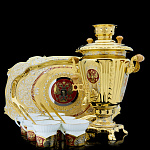 0055758/5998 Златоуст НАБОР "ЧАЕПИТИЕ" РФ:Самовар3л+Блюдо овал, Чайная чашка 6шт в уп 