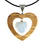Кулон из карельской березы и опалита "Два сердца", фотография 2. Интернет-магазин ЛАВКА ПОДАРКОВ