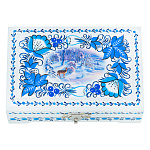 0074838/12*8см Хохлома ШКАТУЛКА ЗИМА /ПЕЙЗАЖ,бел 12*8см Н0003